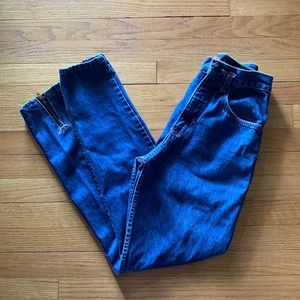 vintage super high rise cheeky ankle zip jeans